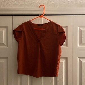 SHEIN Women's Terracotta V-Neck Blouse